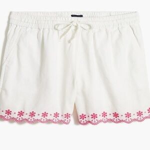 J.Crew Pink Embroidered Linen Shorts Size Medium NWT